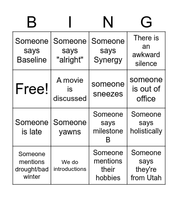 Meeting bingo Card