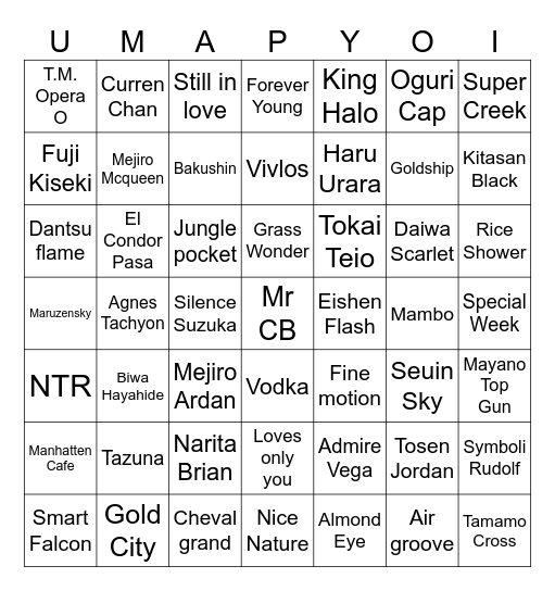 CF Uma Bingo Card