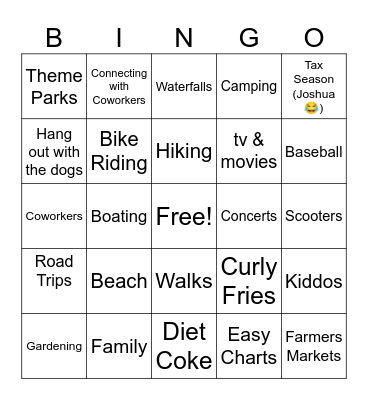 These are a few of our favorite things Bingo Card