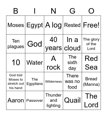 EXODUS Bingo Card