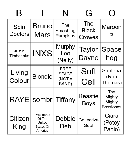 Game 2 - May the Beats Be With You Bingo Card