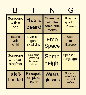 Ambassador Bingo Card