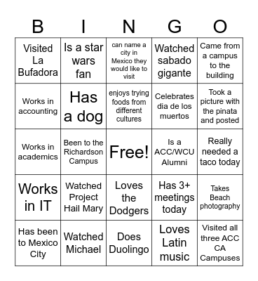 Cinco de Bingo Card