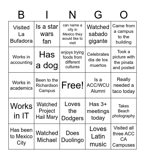Cinco de Bingo Card