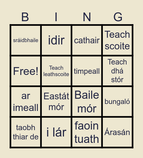 Sa Bhaile Bingo Card