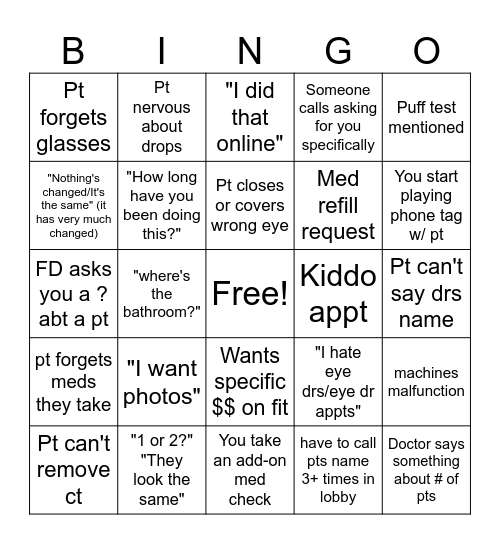 Bennett Bingo Card