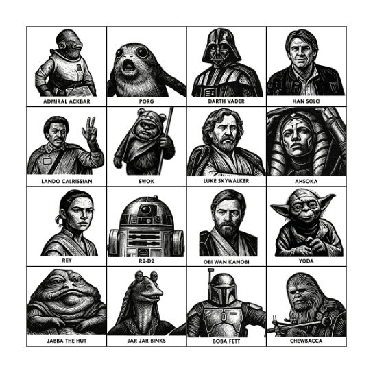 Star Wars Bingo Card