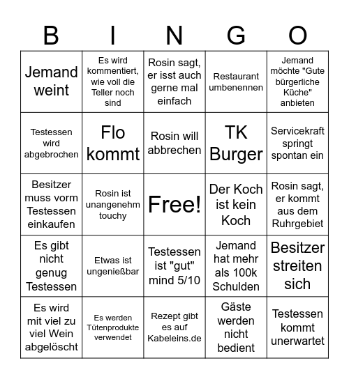 Rosin Bingo Card