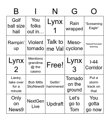 David Payne Weather Bingo Card