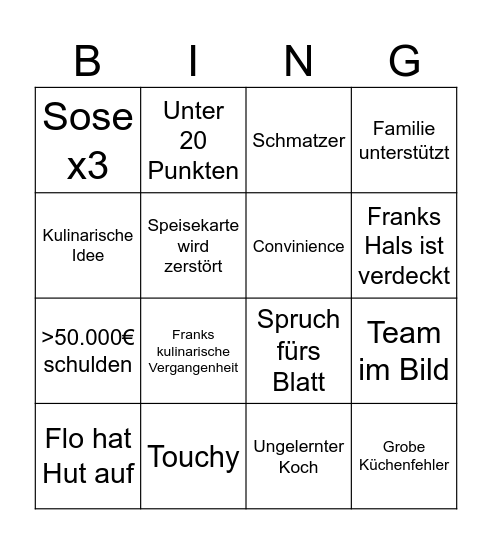 Franko Bingo Card