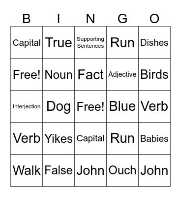 GED Adult Ed. Bingo Card