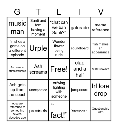 2026 GTLive Bingo Card Bingo Card