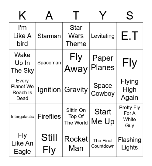 Blast Off Bingo Card