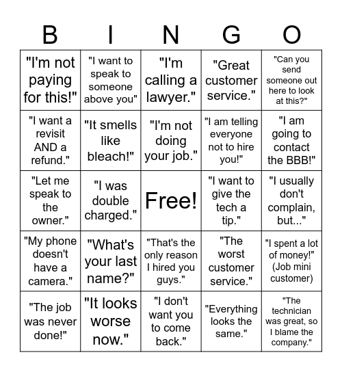 Say Whaaaat?!?! Bingo Card