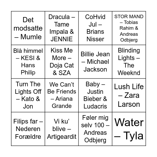 Kat priv :) Bingo Card