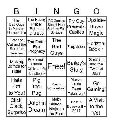 Bookfair Bingo Card