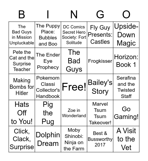 Bookfair Bingo Card