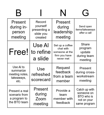 BTO Soft Skills Challenge Bingo Card