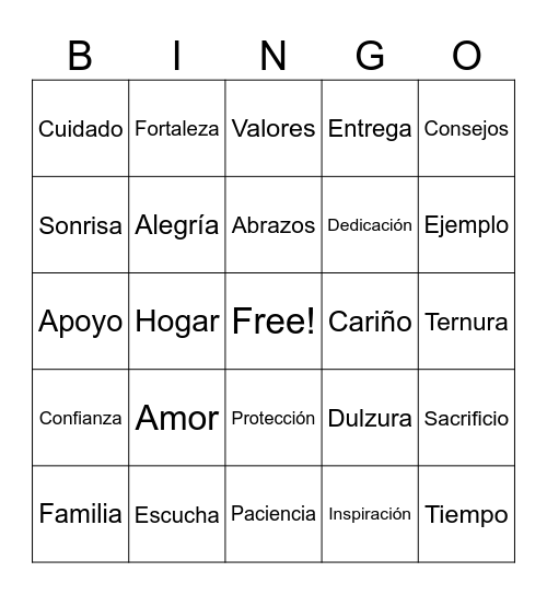 Mother's Day Bingo Card
