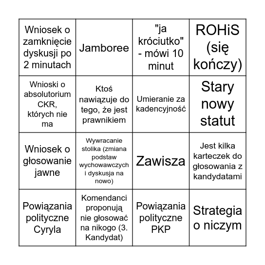 XLIV Zjazd ZHP Bingo Card
