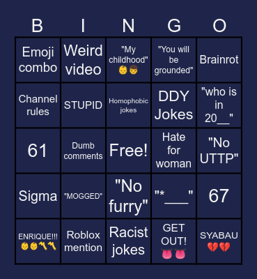 Kids on net Bingo Card