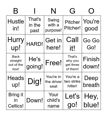Mother's Day Coach Phrases Bingo Card