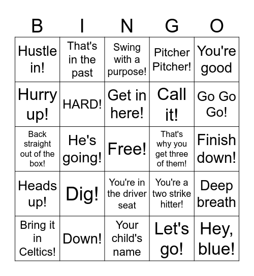 Mother's Day Coach Phrases Bingo Card