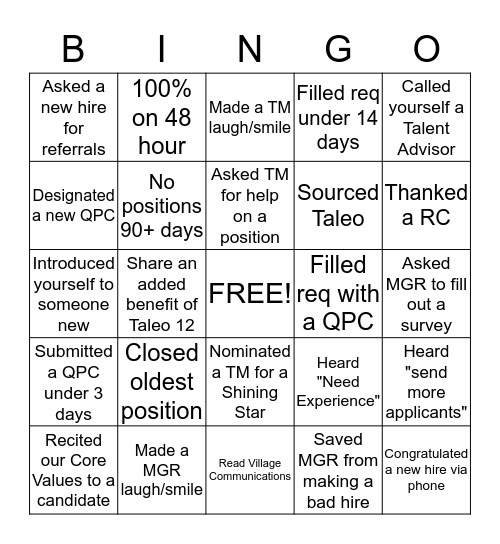 BINGO Card