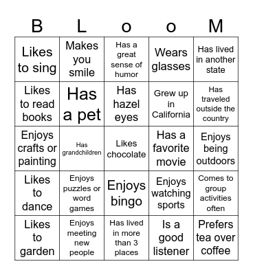 BLOOM Bingo Card