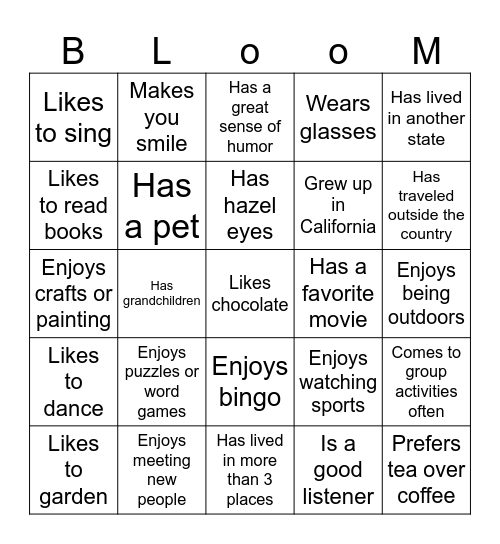 BLOOM Bingo Card