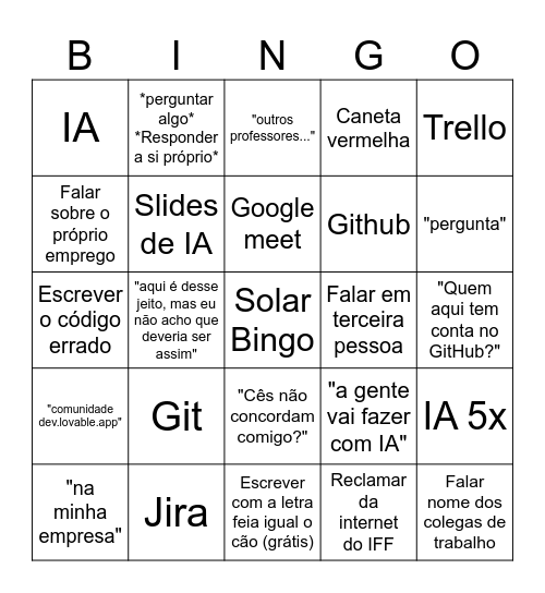 Solar bingo Card