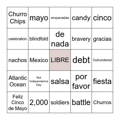 CINCO DE MAYO BINGO Card
