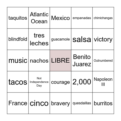 CINCO DE MAYO BINGO Card