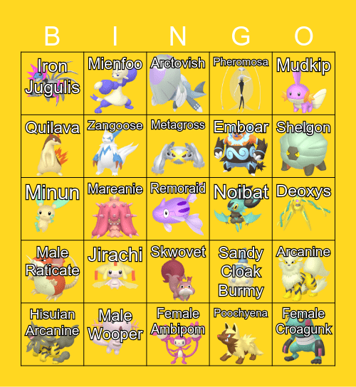 Shinies Bingo Card