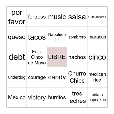 CINCO DE MAYO BINGO Card