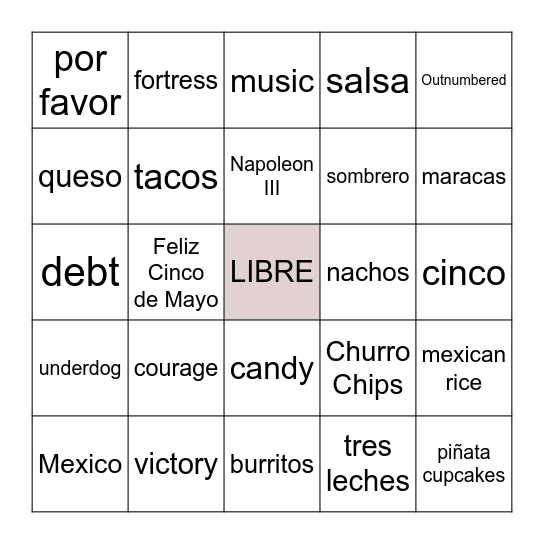 CINCO DE MAYO BINGO Card