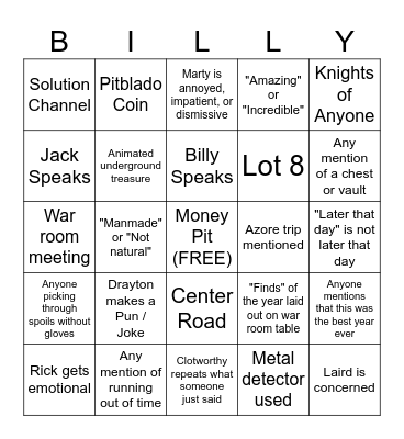 OAK ISLAND SEASON 13 FINALE Bingo Card