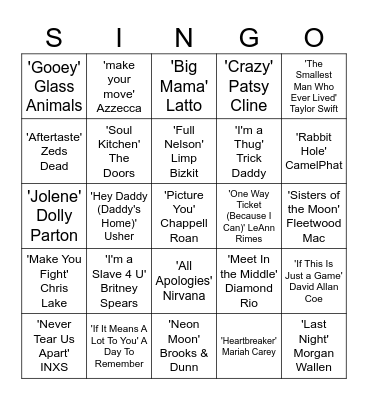 Inspired by your bar staff!!! One Line Bingo Card