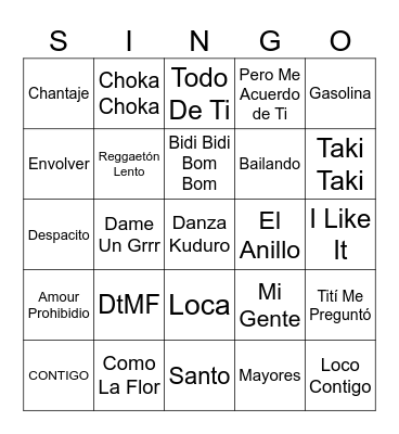 CINCO DE MAYO SINGO | LATIN POP Bingo Card