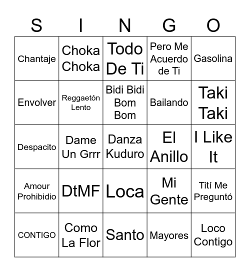 CINCO DE MAYO SINGO | LATIN POP Bingo Card