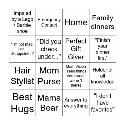 Mom-ism BINGO Card