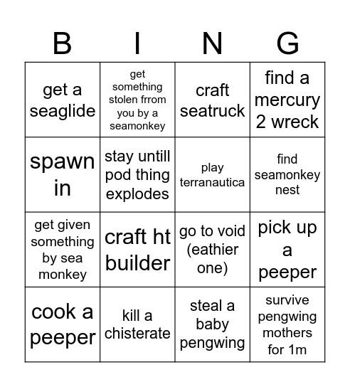 bz Bingo Card