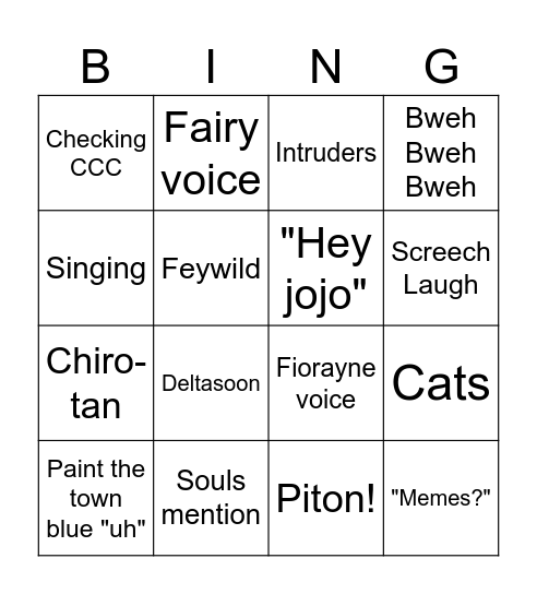 Carly's Bingo Card