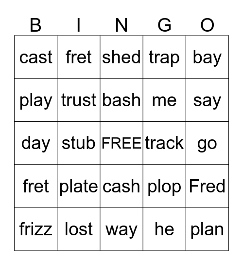 Special Sounds Bingo Card