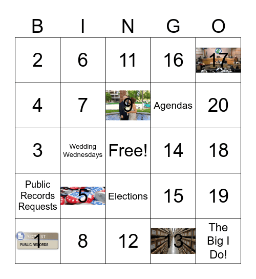 2023 Municipal Clerks Week Bingo Card