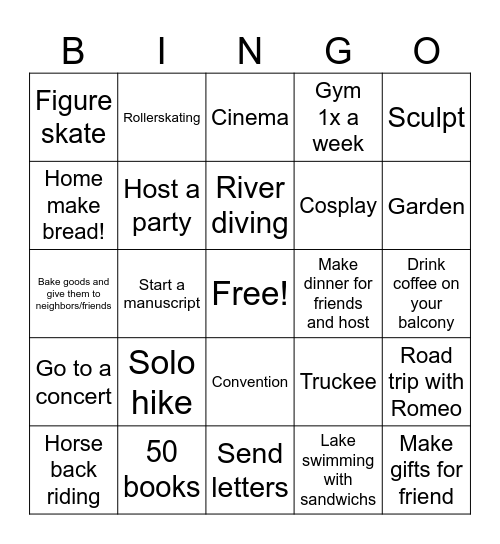 Summer Bingo :3 Bingo Card
