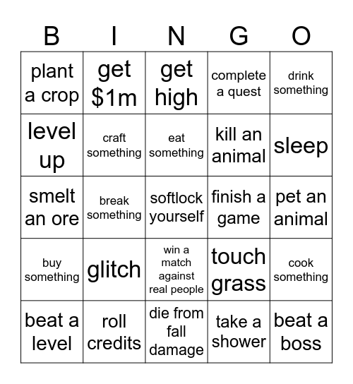 gaming lockout bingo Card