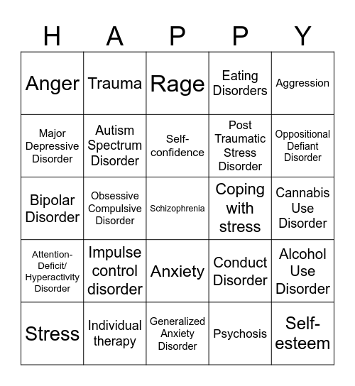 Coping with Stress Bingo Card