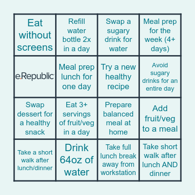Thrive Week 2: Healthy Living Bingo Card