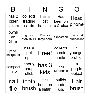 WIC Team Building Bingo Card